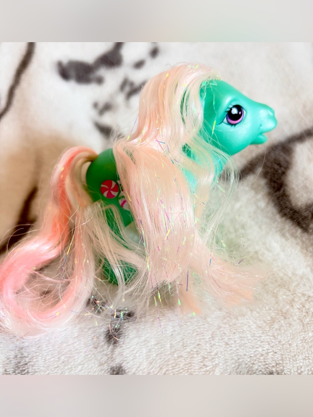 My Little Pony (2002) G3 “Minty” 4.5” Pony with light pink tinsel hair